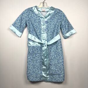 American Girl Doll Matching Satin Kimono Nightgown Sleepwear Blue Girls Size XS